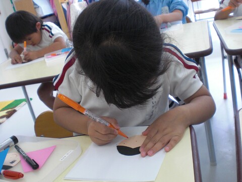 織姫様と彦星様の顔をマジックで（年中）