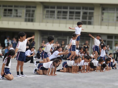 年長組　組体操　富士山