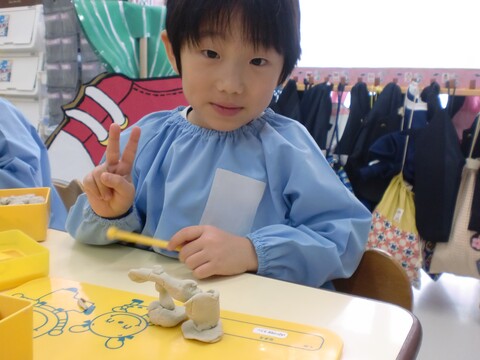 ねんどで杵と臼を作ったよ。